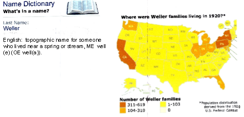 Weller Name Distribution Map